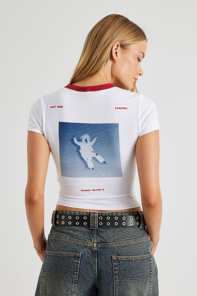 Lcn Billie Eilish Fitted Baby Tee, LCN BRA WHITE/BILLIE EILISH