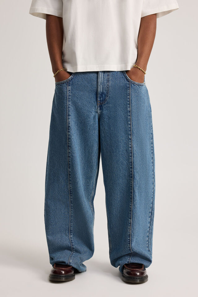 Half Half El Grande Baggy Jean, CLASSIC BLUE PINTUCK