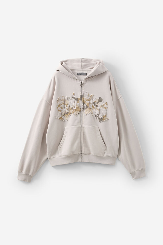 Notion Zip Thru Hoodie, NTN WASHED PEBBLE/METAL