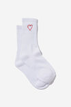 Unisex Rib Sock - Extra, WHITE SMALL HIT HEART EMB - alternate image 1