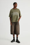 Notion Boxy Cropped Heavyweight Tshirt, NTN WASHED DUSTY KHAKI/METAL NOTION - alternate image 2