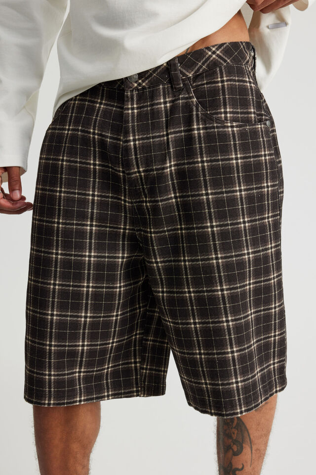Half Half Classico Denim Short, CHOC NOIR CHECK