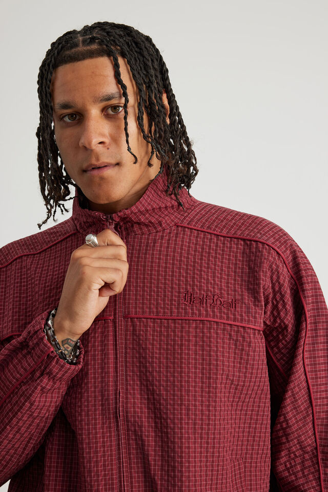 Half Half Zip Through Jacket, RUBY CHECK