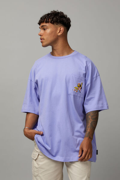 Oversized Simpsons T Shirt, LCN SIM LILAC SKY/HOMER POCKET