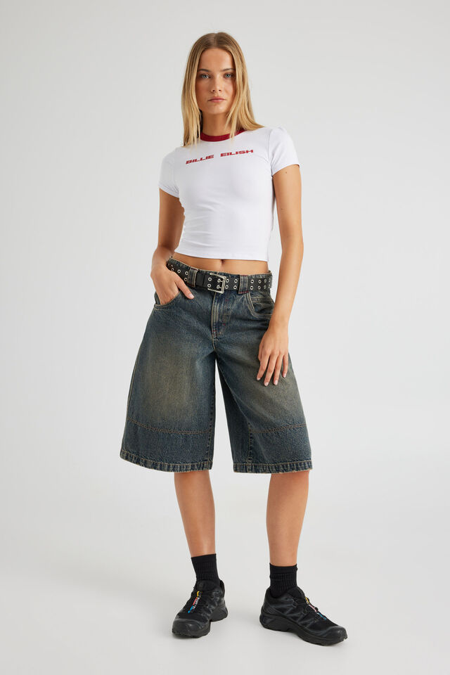 Lcn Billie Eilish Fitted Baby Tee, LCN BRA WHITE/BILLIE EILISH