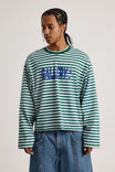 Open Gallery Cropped Long Sleeve Tshirt, OG PINE STRIPE/WOODMARK STARS - alternate image 3