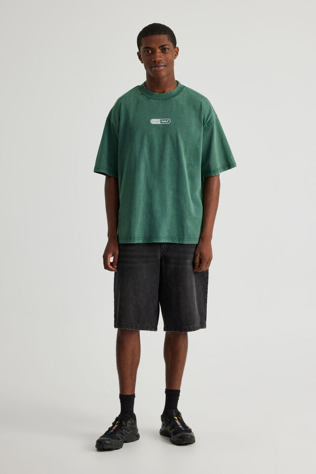 Half Half Heavyweight Box Fit Graphic Tshirt, HH WASHED GREEN/HALF HALF PILL