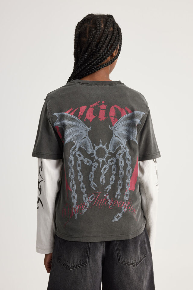Notion X Smolbrat Slim Fit Tshirt, WASHED BLACK/SMOLBRAT BREAK FREE