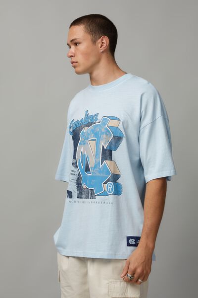 Oversized College T Shirt, LCN CAR WASHED ICE BLUE/CAROLINA BASKETBALL