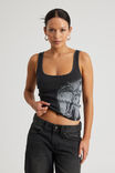 Graphic Scoop Neck Tank, WASHED BLACK/CROSS - alternate image 1