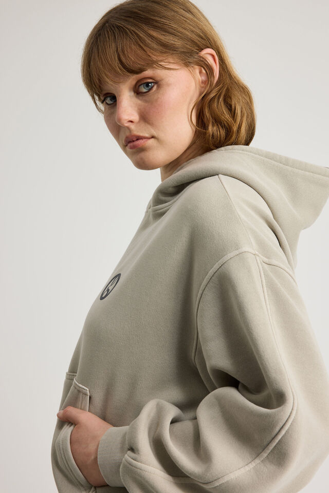 Open Gallery Boxy Hoodie, OG WASHED SUNBLEACHED KHAKI/TRIAD