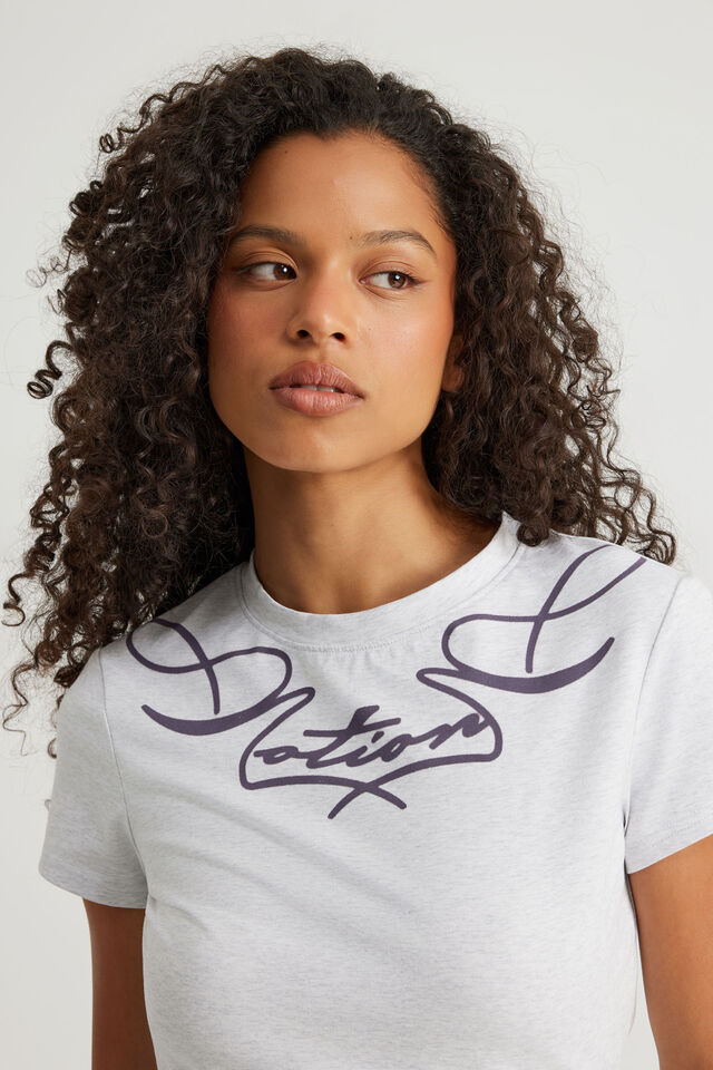 Fitted Graphic Tee, SILVER MARLE/AURA TATTOO