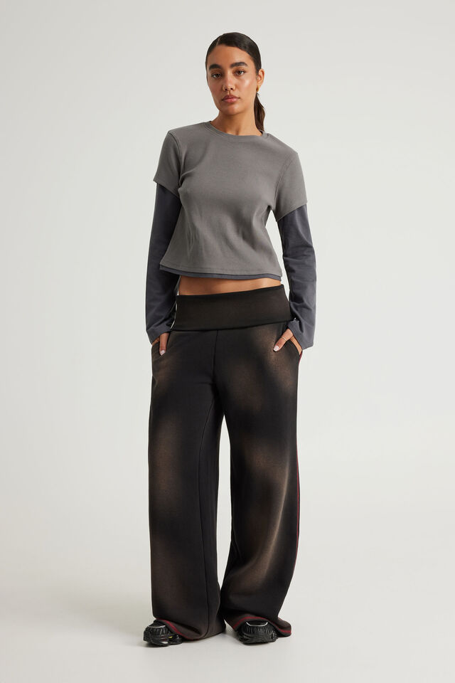 Wide Waistband Trackpant, NTN SUN FADED BLACK