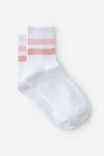 WHITE W PINK STRIPES