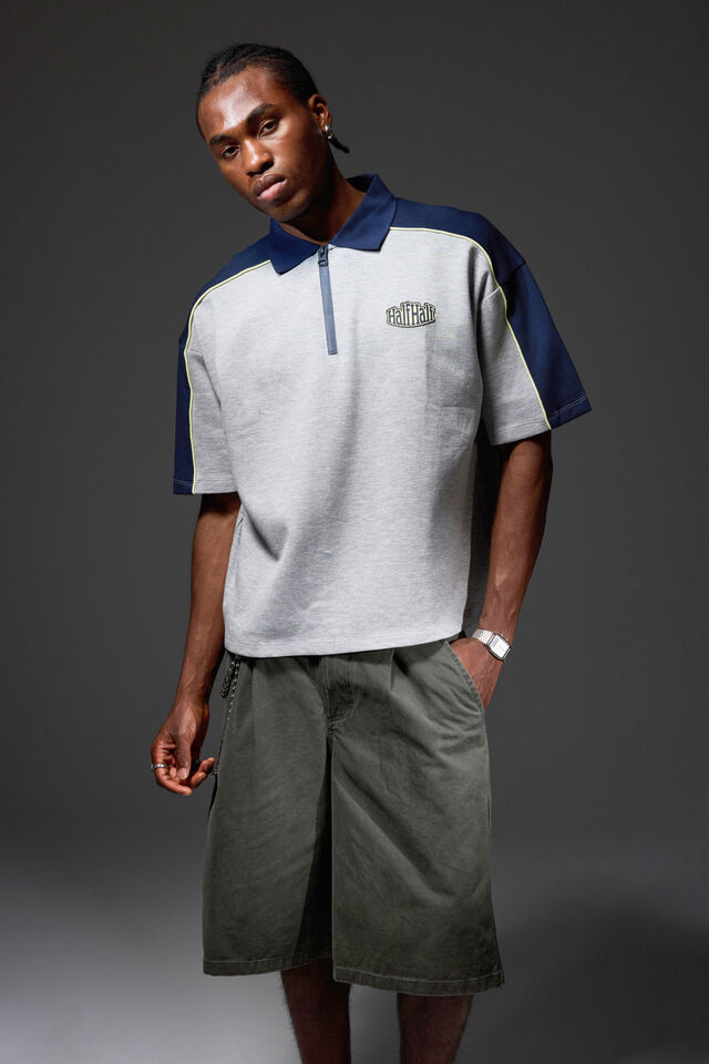 Half Half Polo, HH GREY MARLE/NAVY BLAZER HALF HALF INC