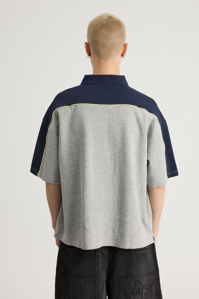 Half Half Polo, HH GREY MARLE/NAVY BLAZER HALF HALF INC