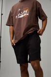 Textured Knit Track Short, BLACK/PIPING - alternate image 4