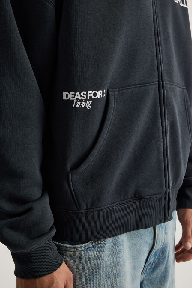 Open Gallery Zip Thru Hoodie, OG WASHED ICED LAGOON/LIVING IDEAS