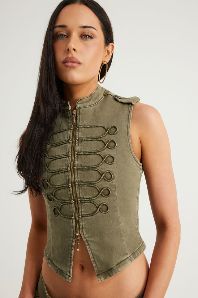 Marching Band Vest, WASHED KHAKI