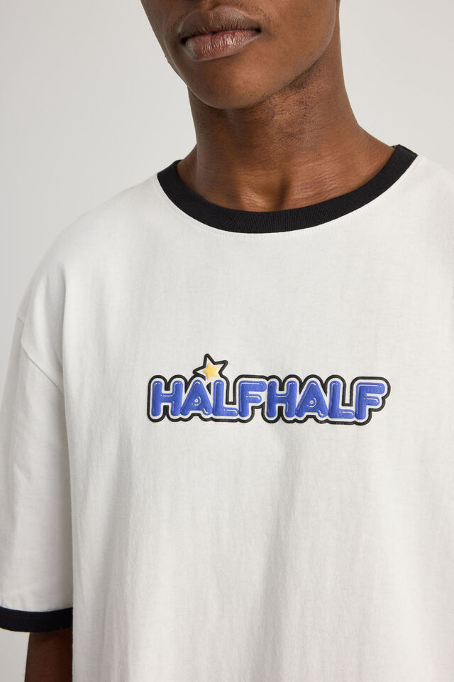 Half Half Regular Ringer Tshirt, HH CLOUD/BLACK POP LOGO