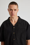 Boxy Cropped Short Sleeve Shirt, BLACK OXFORD - alternate image 4