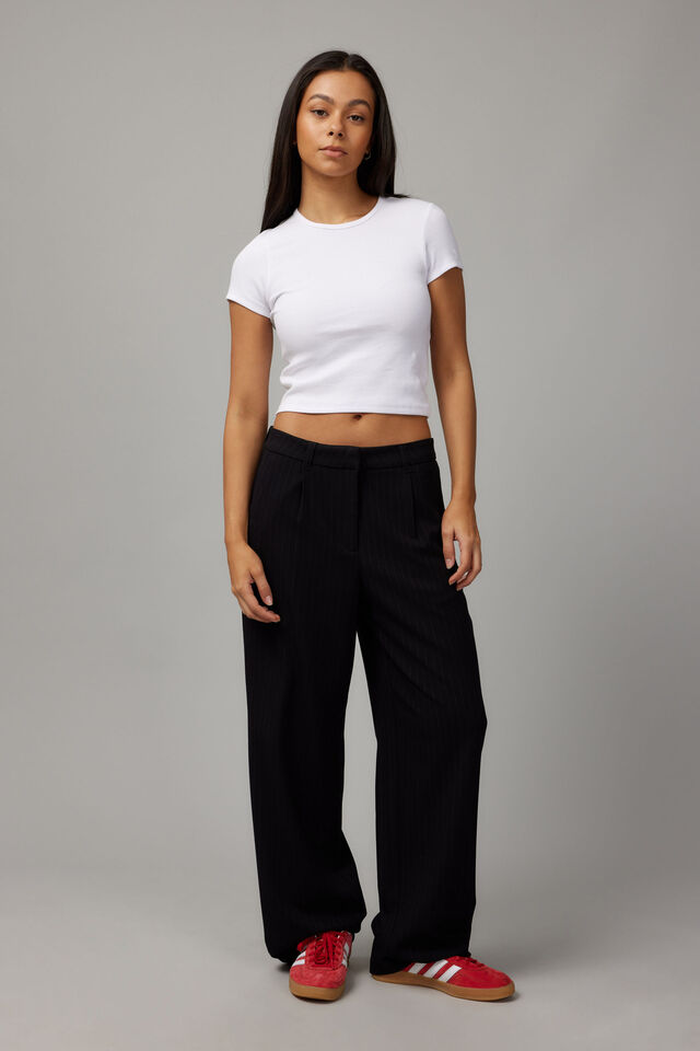 Tess Trouser Pant, BLACK PINSTRIPE