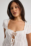 Sage Tie Front Top, WHITE - alternate image 4