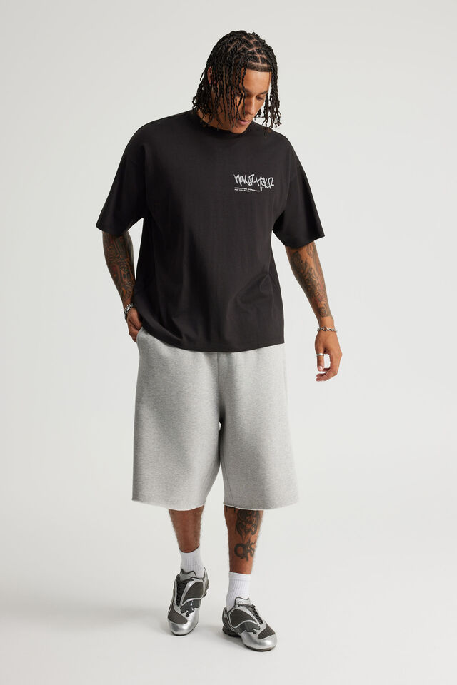 Half Half Heavyweight Box Fit Graphic Tshirt, HH BLACK/TAGLINE