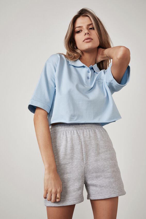 Crop Polo Top, SKYWAY BLUE/TEAM SERIES