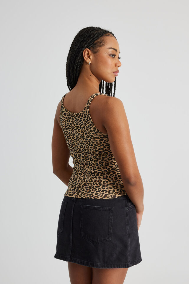 Printed Longline Tank, LEOPARD PRINT