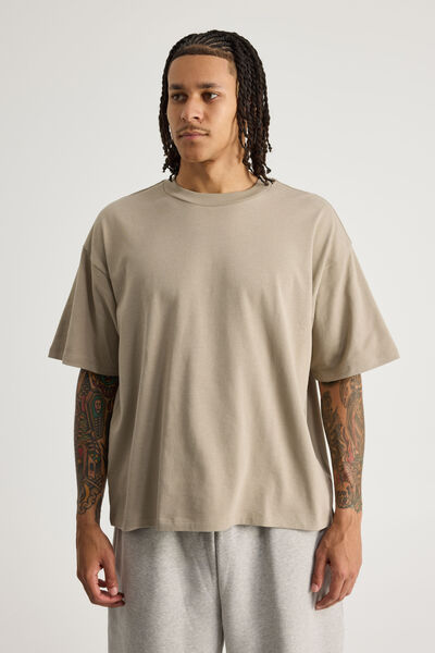 Authentics Heavy Weight Box Fit Tshirt, SUNBLEACHED KHAKI