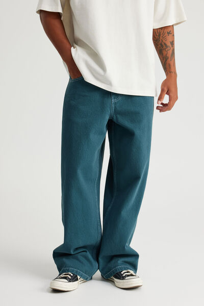 Half Half Classico Baggy Jean, WASHED MARINE TEAL