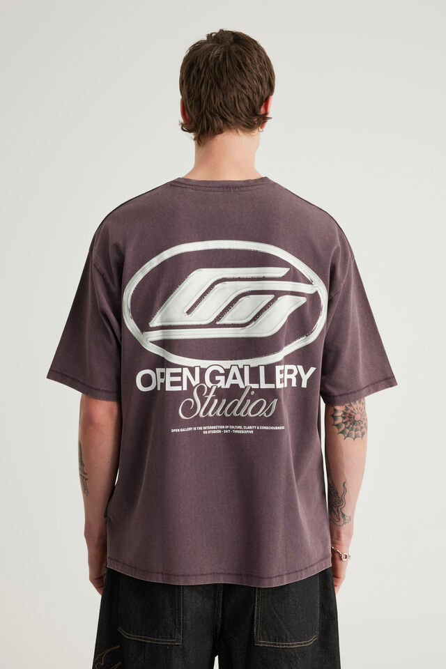Open Gallery Box Fit Tshirt, OG WASHED FROZEN BERRY/STUDIOS