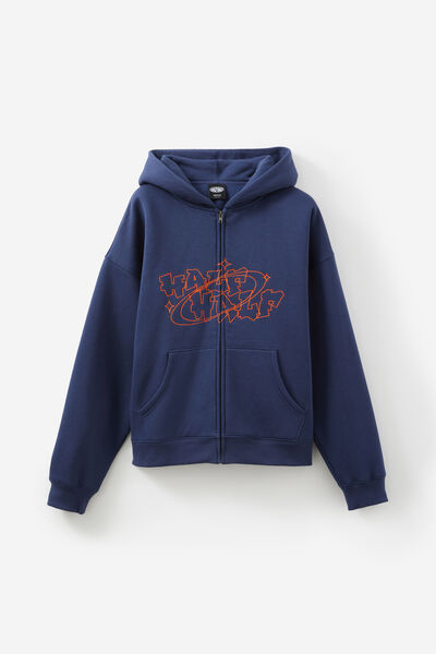 Half Half Zip Thru Hoodie, HH MIDNIGHT BLUE/HALF HALF COSMIC