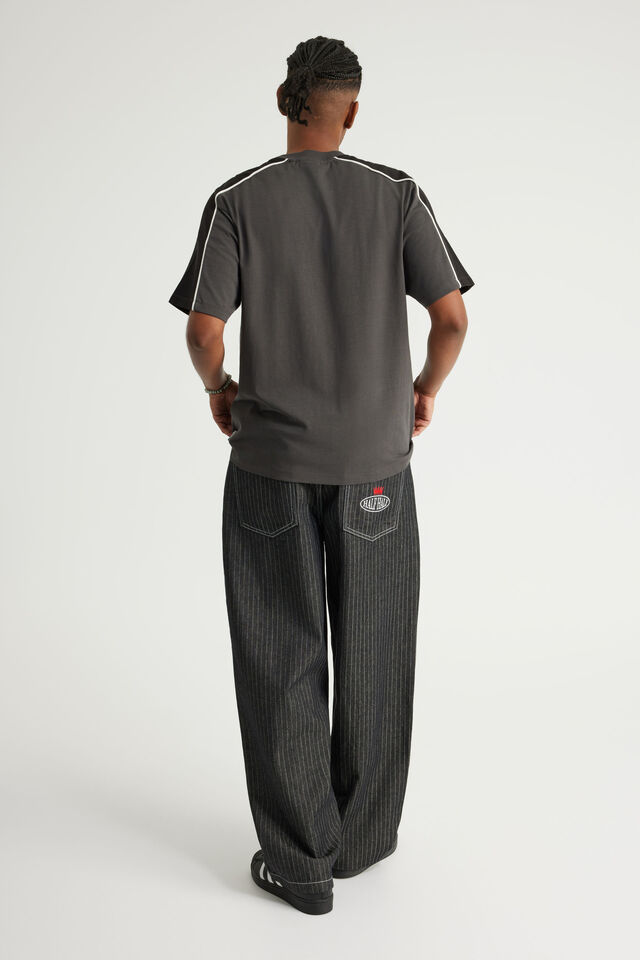 Half Half Classico Baggy Jean, BLACK PINSTRIPE