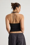 Ruched Front Bandeau Halter, BLACK - alternate image 3