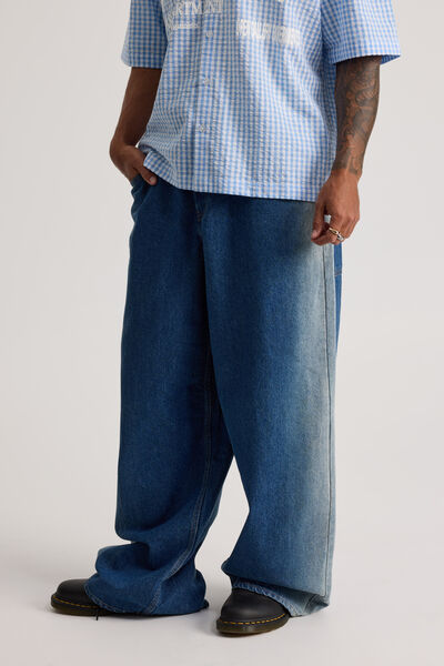 Half Half El Grande Baggy Jean, CLASSIC BLUE EXTREME SIDE SPRAY