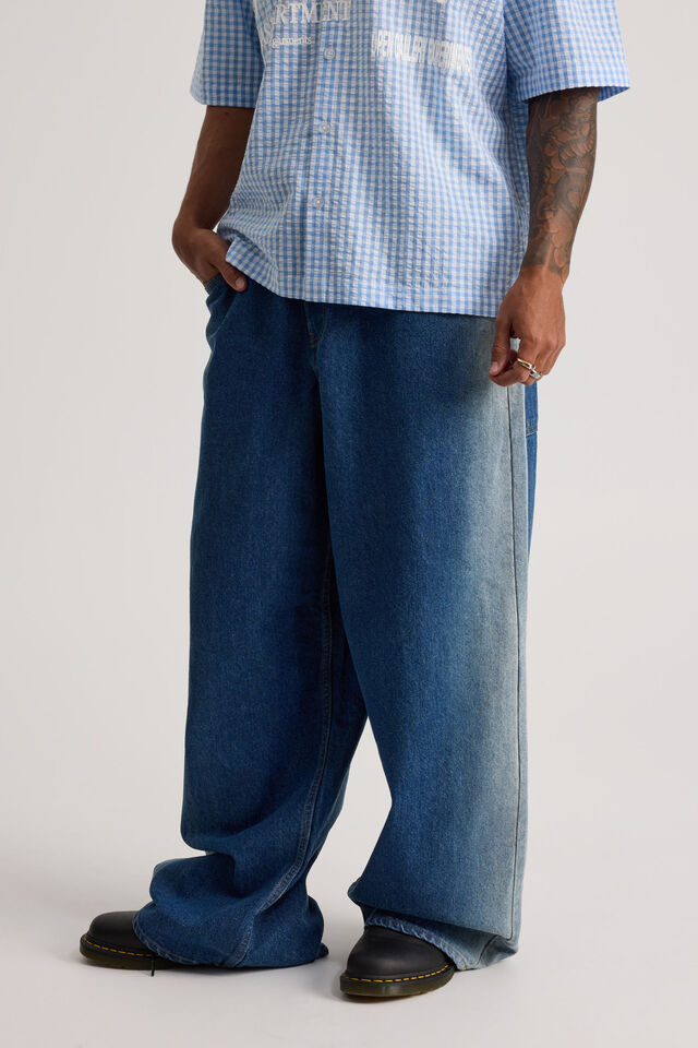 Half Half El Grande Baggy Jean, CLASSIC BLUE EXTREME SIDE SPRAY