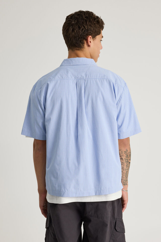 Half Half Short Sleeve Shirt, HH PALE BLUE CHECK