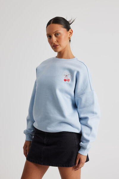 Kendall Slouchy Crew, CLOUD BLUE/08 CHERRY