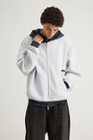 Open Gallery Zip Thru Hoodie, OG SILVER MARLE/NAVY SPLICE - alternate image 2