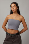 Crop Jersey Bandeau, WASHED STEEL - alternate image 2