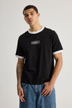 Half Half Slim Fit Ringer Tshirt, HH BLACK/WHITE WIDE HALF HALF PILL - alternate image 1