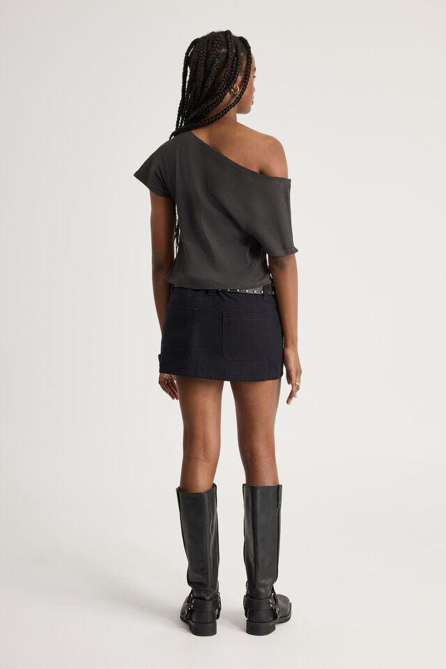 Utility Mini Skirt, BLACK