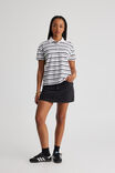 Short Sleeve Polo Top, BLACK/WHITE STRIPE - alternate image 2