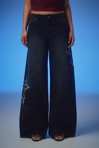 Mega Baggy Jean, RITUAL BLACK/CROSSES