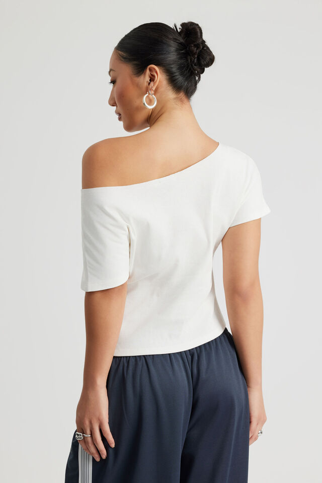 One Shoulder Graphic Tee, CLOUD