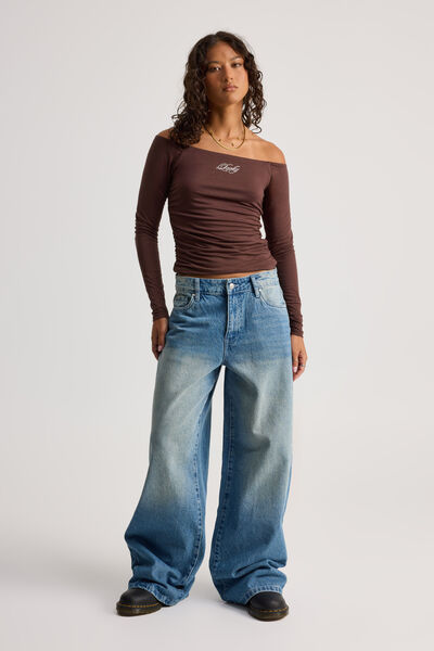 High Rise Baggy Jean, BLASTED BLUE