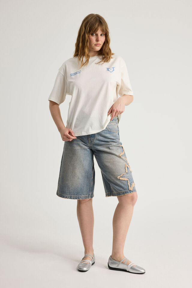Oversized Graphic Tee, CLOUD/HEART AMORE