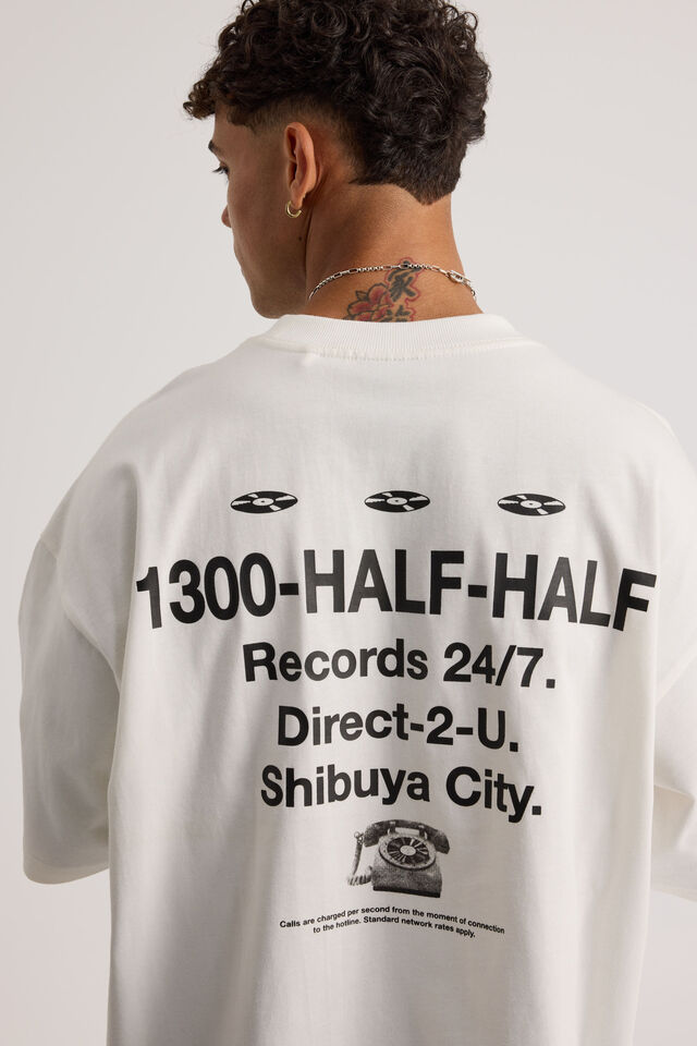 Half Half Heavyweight Box Fit Graphic Tshirt, HH CLOUD/HALF HALF DIRECT RECORDS